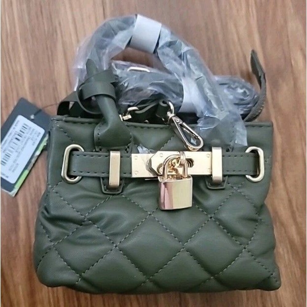 Badgley Mishka Mini Diamond Quilted Bag with Crossbody Strap in Olive New W Tag